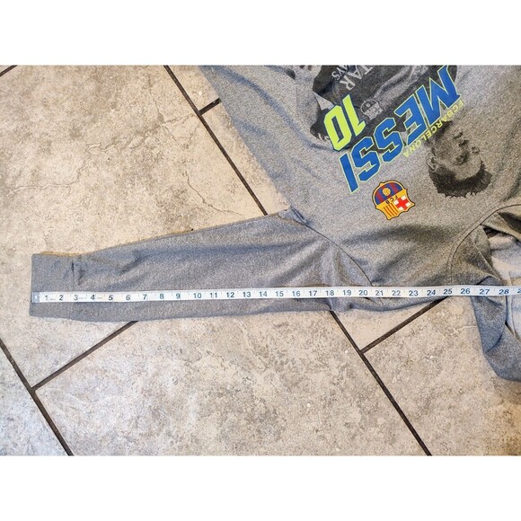 FCB Barcelona #10 Messi Hoodie Pullover Youth Size Large Gray Long Sleeve Sweat - Picture 3 of 16